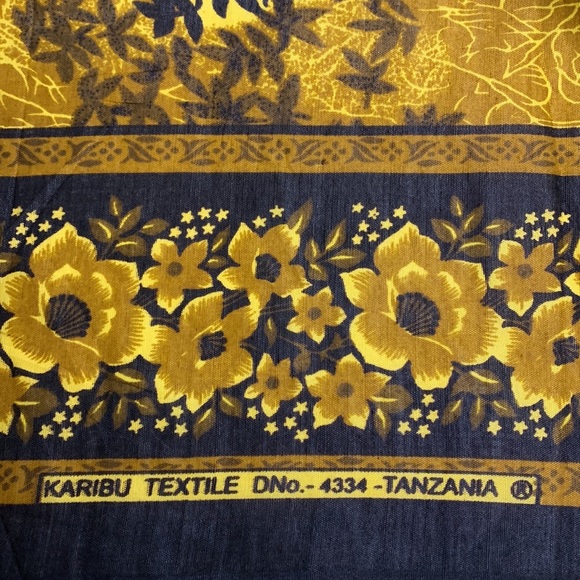 Karibu Textile | East African Wall Hang Tapestry | Orange Yellow Black Floral - Picture 2 of 10